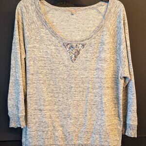GAP 3/4 Sleeve Grey Sweater with Sequin Embellishment XL